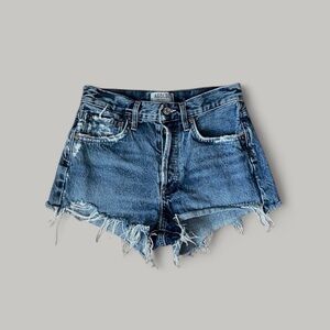 AGOLDE Parker Vintage Cut Off Denim Shorts in Rock Steady